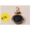 Image 1 : Antique 24kt stone watch fob - marked 100