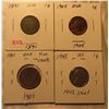 Image 1 : Lot of 4 USA coins:  1891, 1905 & 1943 (steel) 1¢ and 1901 5¢