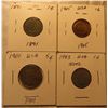 Image 2 : Lot of 4 USA coins:  1891, 1905 & 1943 (steel) 1¢ and 1901 5¢