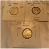 Image 1 : Lot of 3 Canada silver 10 cent -1951,1952, 1957 dots