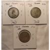 Image 2 : Lot of 3 Canada Silver 25¢: 1920, 1921 & 1929