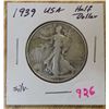 Image 1 : 1939 USA Silver Half Dollar