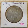 Image 1 : 1922D peace USA silver $1