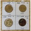 Image 2 : Lot of 4 Canada loon$1: (1987 ms, 1988 mint, 1989(BU,PL) and 1990 mint