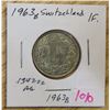 Image 1 : 1963B Switzerland Silver 1 Franc