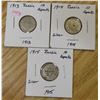 Image 1 : Lot of 3 Russia Silver 10 Kopecks:  1913 - 1915
