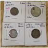 Image 1 : Lot of 4 Great Britain Silver Coins:  1899 Six Pence, 1916 One Shilling, 1924 Six Pence, 1919 Three 