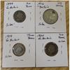 Image 2 : Lot of 4 Great Britain Silver Coins:  1899 Six Pence, 1916 One Shilling, 1924 Six Pence, 1919 Three 