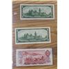 Image 2 : Lot of 3 Canada bills:  1967 $1 (x2) Beattie/Rasminsky (#M/O 3051967 & no serial number) & 1974 $2 L