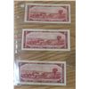 Image 2 : Lot of 3 1954 Canada $2 bills:  Lawson /Bouey (#V/G228116), Bouey/Rasminsky (#T/G4910309) & Beattie/