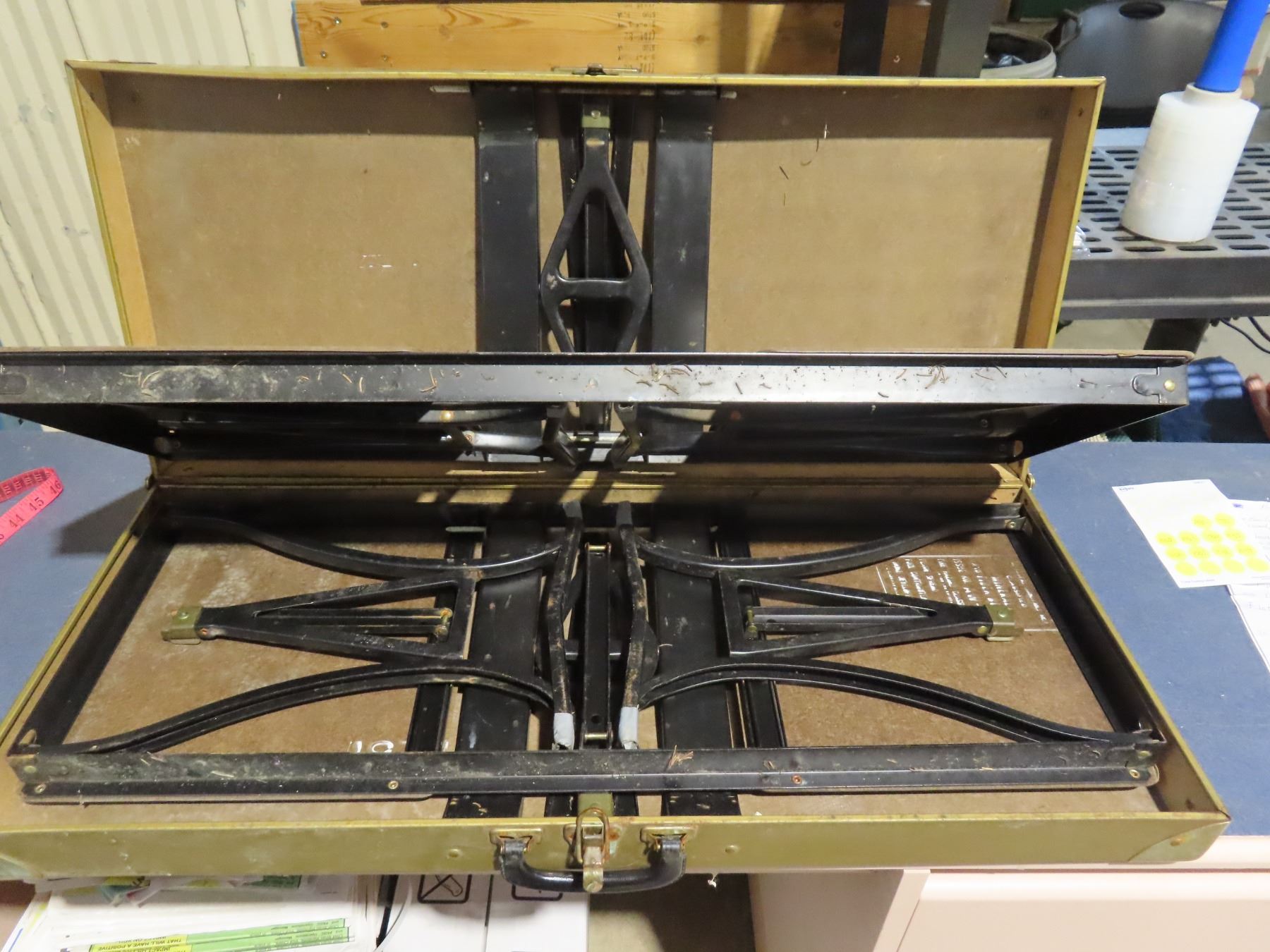 1950's Milwaukee stamping co, handy table & chair set with brass plague