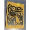 Image 1 : Raven painting ( west coast design on pressed wood) by Wayne? While looking for his family in Saskat