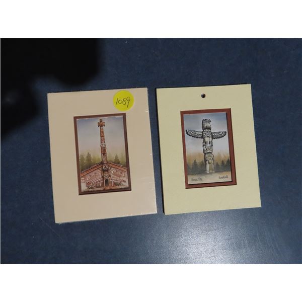 Totem pole prints miniatures 1.5x2.5  framed 3.5 x4.5 