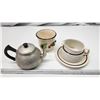 Image 1 : Kitchen wares - Teapot, stoneware soup n saucer, and plant pot
