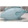 Image 3 : Blue blown glass fish - has cracks & Green glass decorative bowl