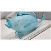 Image 5 : Blue blown glass fish - has cracks & Green glass decorative bowl
