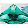 Image 9 : Blue blown glass fish - has cracks & Green glass decorative bowl