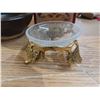 Image 2 : Soild brass stand with glass bowl 4", antique glass bowl and a brown bowl