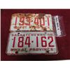 Image 1 : two 1958 Saskatchewan plates