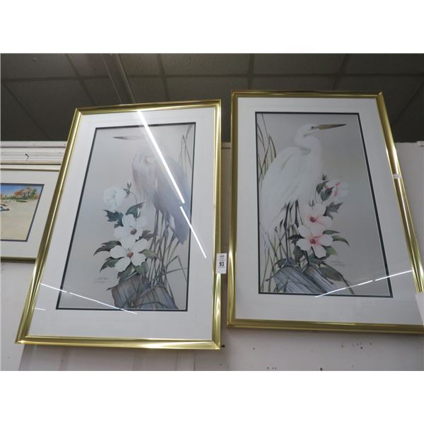 2-Heron Framed Art Work Artist Signed - 24 x 36 -  2 X $