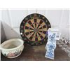 Image 1 : Dartboard, Oriental Vase, Painted Bowl, Candlestand
