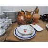 Image 1 : Art Glass Pumpkin, Pumpkin Picture, Candle, Worm Dish, Asst. Dishes