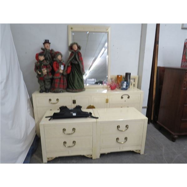 White Mebane Bone W Brass Trim Dresser Mirror Nightstands King white-mebane-bone-w-brass-trim-dresser-mirror-nightstands-king