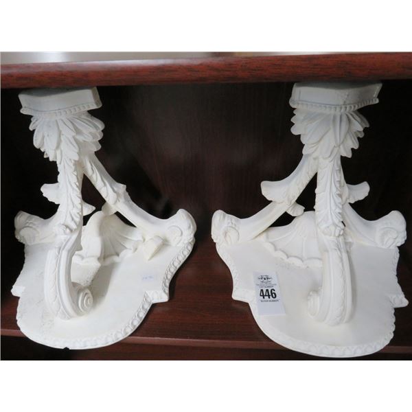 Ornate Porcelain Sconce Shelves - Pair - (One Needs Repair)