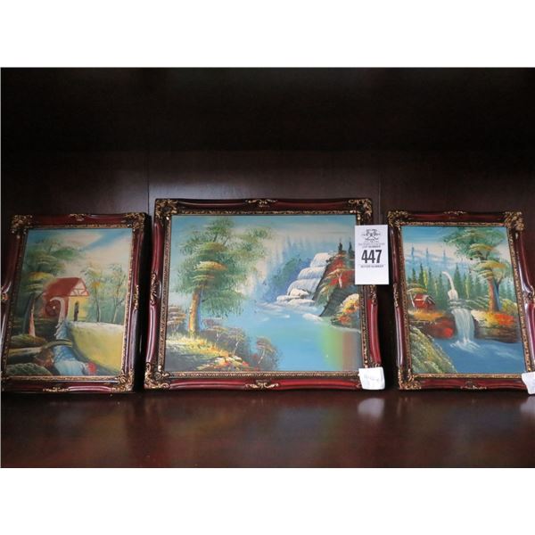 Small Oriental Framed Wall Art - Set of 3