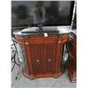 Image 1 : Cherry Oval Granite Top Curio Sided Cabinet