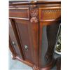 Image 4 : Cherry Oval Granite Top Curio Sided Cabinet