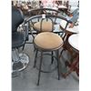 Image 1 : Mocha Tubular Swivel Bar Stool w/Tan Padded Seat - Pair