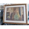 Image 1 : Framed Wall Art Provincial Ladies Playing Harp - Artist Signed - 30 x 36