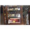 Image 8 : WOOD & GLASS DISPLAY CABINET, 4 SHELVES, 2 DOORS & LIGHT (71" X 12" X 24")