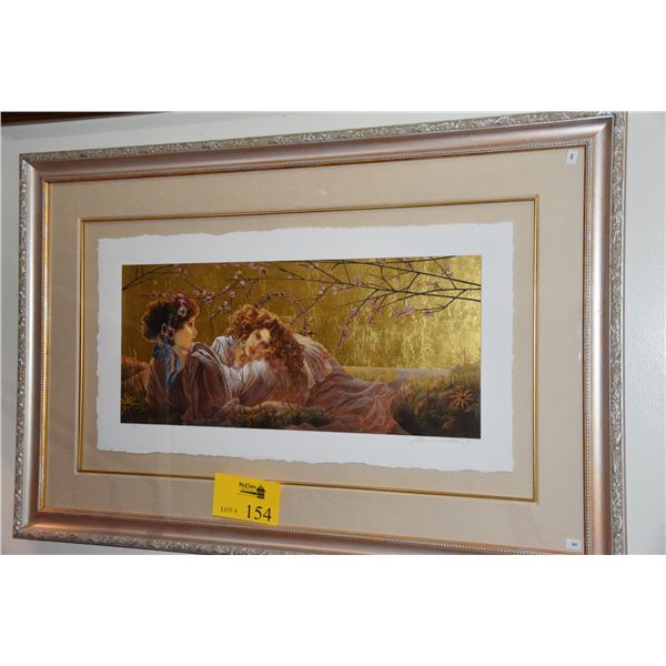 FRAMED GOLD LEAF MIXED MEDIA GICLEE ON PAPER BY MANUEL NUNEZ '99, 3/10 (38 1/4  X 25 )