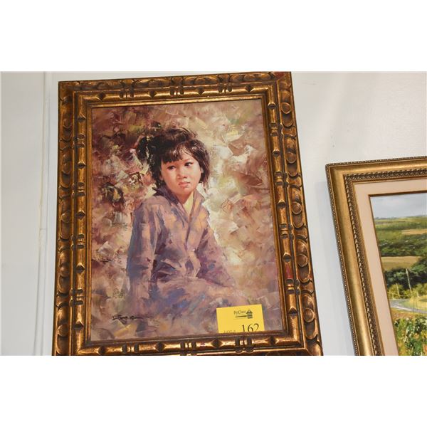 FRAMED OIL ON CANVAS, PORTRAIT OF A CHILD (18" X 24")