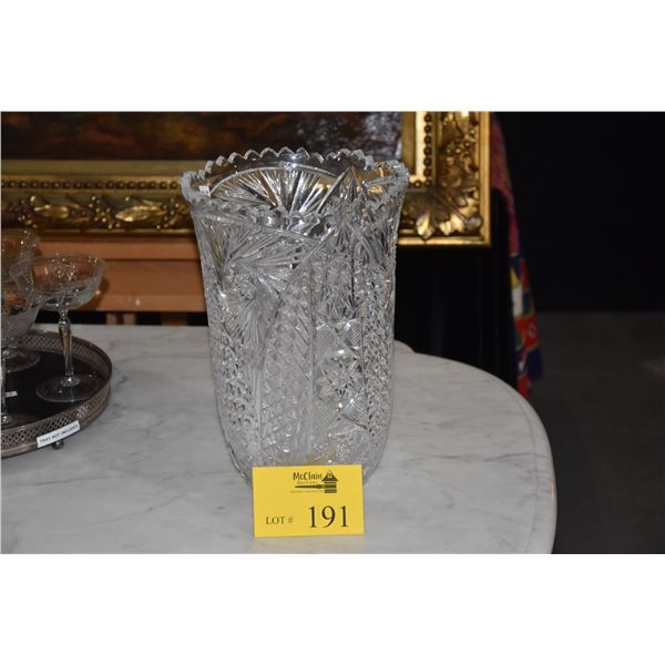 CUT GLASS  RUSSIAN CUT  CUT GLASS VASE (13  X 9 )