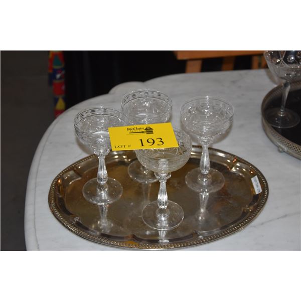 CRYSTAL FRONTENAC BY ROCK SHARPE TALL SHERBET/CHAMPAGNE GLASSES (4 PCS) (DOES NOT INCLUDE TRAY)