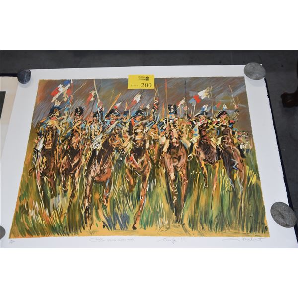 UNFRAMED 1980 LITHOGRAPH, FRENCH HORSE GUARDS; SIGNED GUY BUFFET, 38/300 (38 1/2" X 31 1/2")