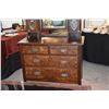 Image 2 : AMERICAN, CA. 1900 BUREAU W/MIRROR IN SWIVEL FRAMED W/2 SINGLE DOOR CUPBOARDS, 2 SHORT DRAWERS OVER 