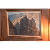 Image 4 : FRAMED OIL ON CANVAS BY D. HOWARD HITCHCOCK (1861-1993) , TITLED WAIMEA CANYON, DEPICTING A ROCKY RI