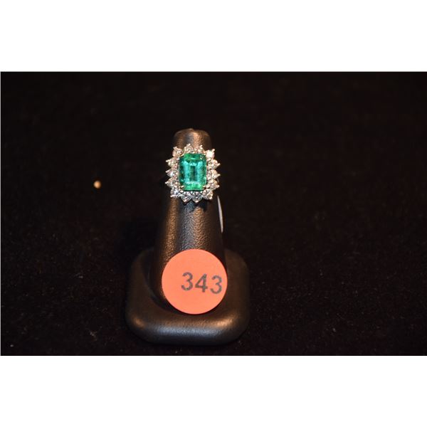 18K WG EMERALD (3.12 CT) & DIAMOND (1.5 CTW, F-G, VS1-2) RING W/APPRAISAL (2022, $35,700), SIZE 5 (7