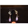 Image 1 : MING'S 14K WG LAVENDER JADE & DIAMOND EAR CLIPS (11.1 GTW)