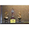 Image 1 : CHINESE GILT SEATED BUDDHA & BRONZE LOTUS VASES (3 PCS)