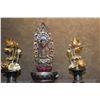 Image 2 : CHINESE GILT SEATED BUDDHA & BRONZE LOTUS VASES (3 PCS)