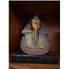 Image 3 : EGYPTIAN KING TUTANKHAMEN STATUE & BLUE & WHITE VASE W/FISH MOTIF (2 PCS)