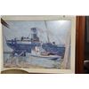 Image 2 : KOA FRAMED OIL ON CANVAS BY ARTHUR BEAUMONT (1890-1978), TITLED FREIGHTER AT DOCKSIDE, DATED 1920, D