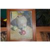 Image 2 : FRAMED OIL ON BOARD, STILL LIFE FRUIT; SIGNED (13 1/2" X 16 1/2") (DOES NOT INCLUDE STAND)