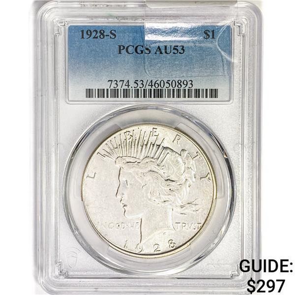1928-S Silver Peace Dollar PCGS AU53