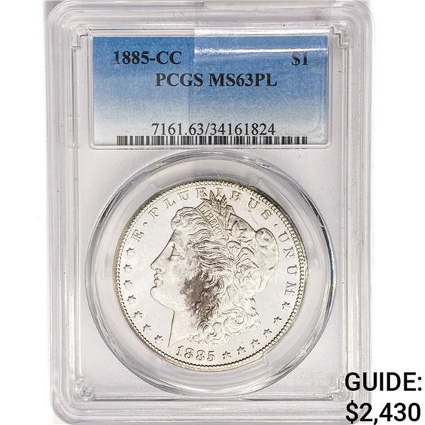 1885-CC Morgan Silver Dollar PCGS MS63 PL